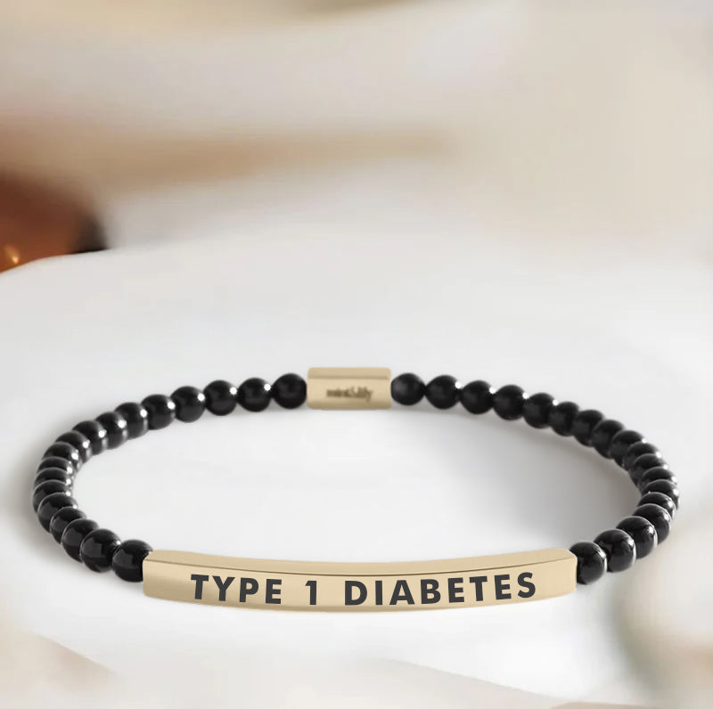 Women's Slim Black Diabetes Medical Alert Bracelet