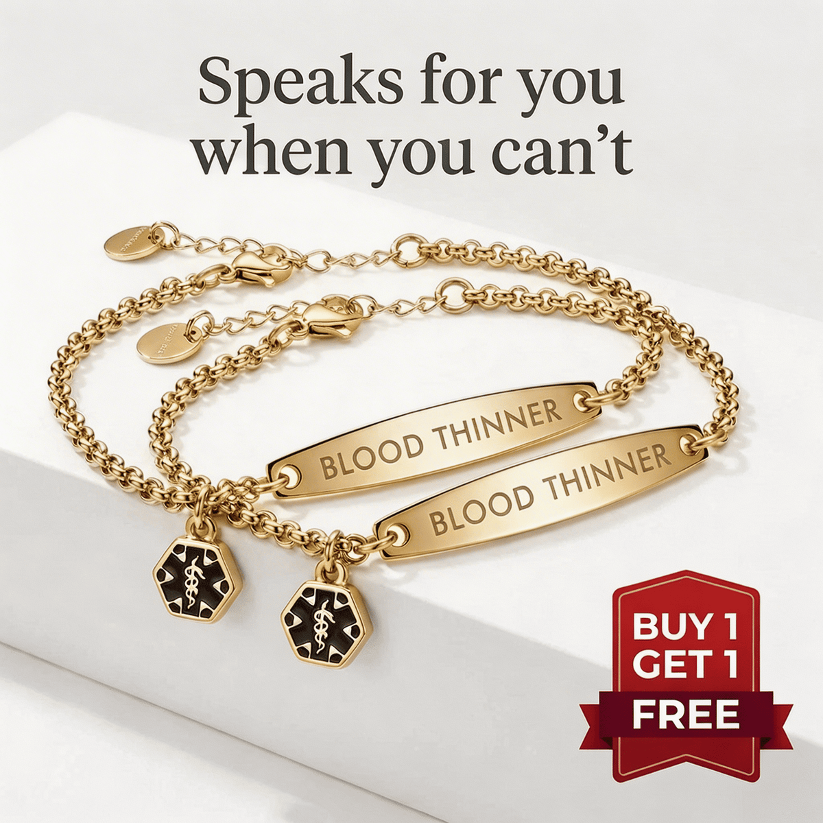 Women's Blood Thinner 1+1 Medical Alert Bracelet
