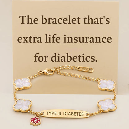 Women's White Flower Diabetes Medical Alert Bracelet