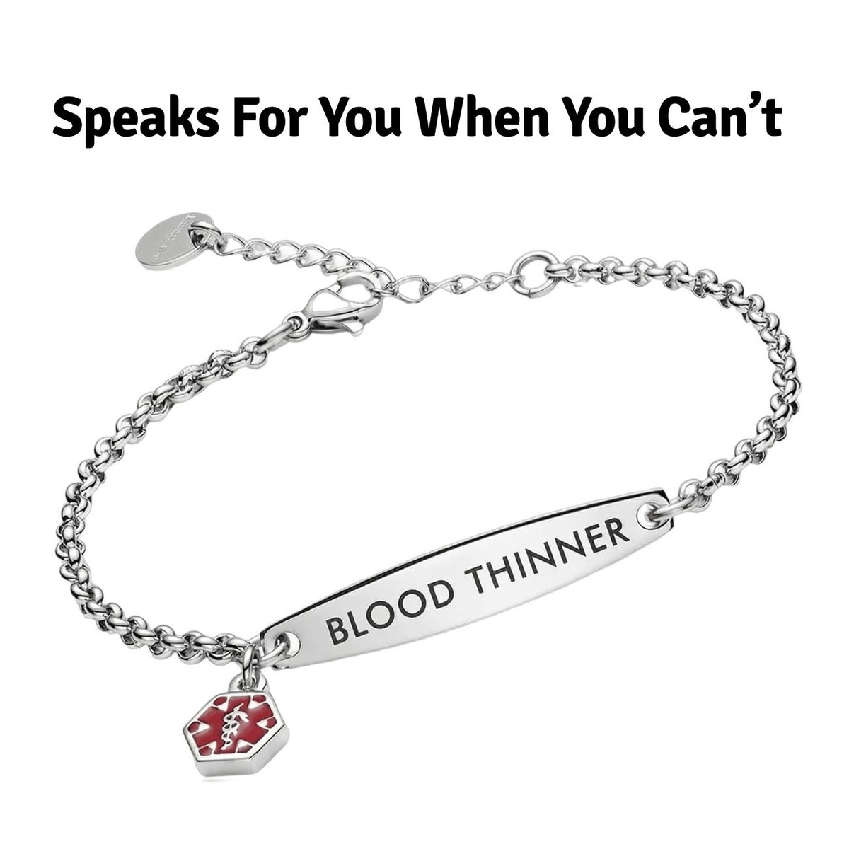 Women’s Blood Thinner Medical Alert Bracelet New