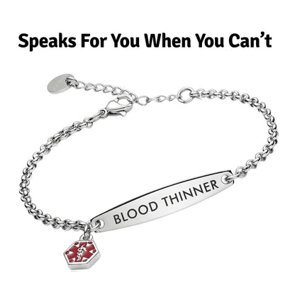 Women’s Blood Thinner Medical Alert Bracelet New