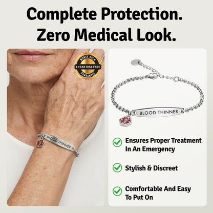 Women's Blood Thinner 1+1 Medical Alert Bracelet