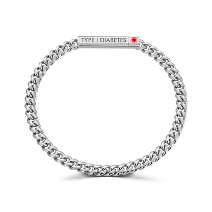 Men's Cuban Link Diabetes Medical Alert Bracelet