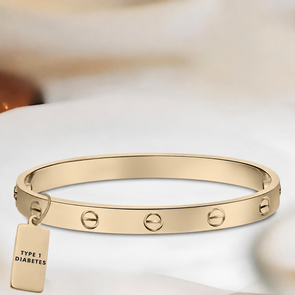Women’s Classic Love Diabetes Medical Alert Bracelet with pendant