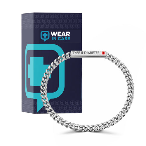 Men's Cuban Link Diabetes Medical Alert Bracelet