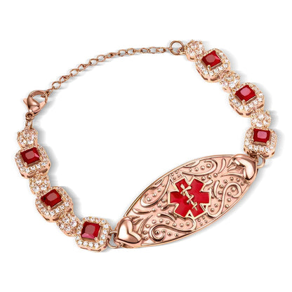 Women's Detailed Diabetes Medical Alert Bracelet