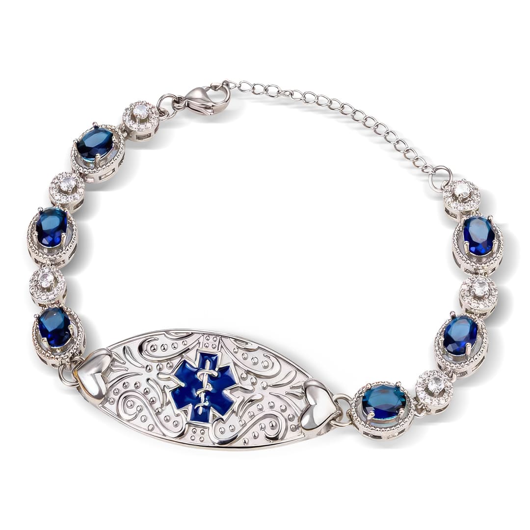 Women's Detailed Diabetes Medical Alert Bracelet