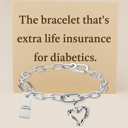 Women's Barbed Wire Heart Diabetes Medical Alert Bracelet