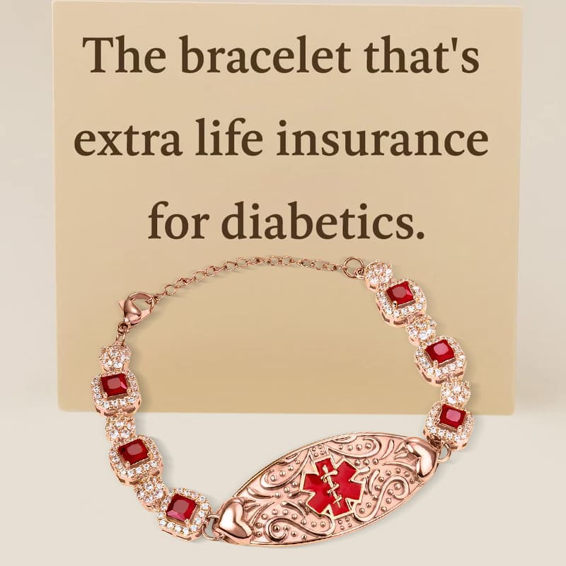 Women's Detailed Diabetes Medical Alert Bracelet