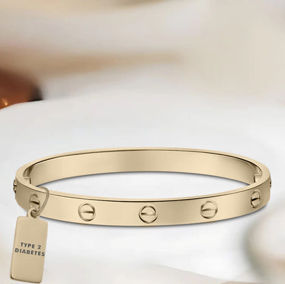 Women’s Classic Love Diabetes Medical Alert Bracelet with pendant