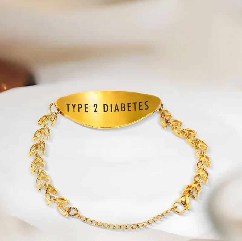 Women's Detailed Diabetes Medical Alert Bracelet