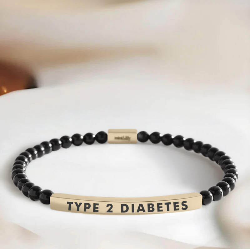 Women's Slim Black Diabetes Medical Alert Bracelet