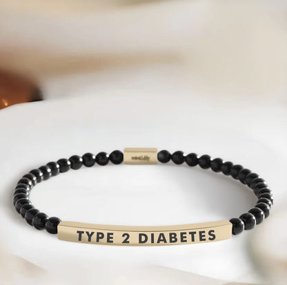 Women's Slim Black Diabetes Medical Alert Bracelet