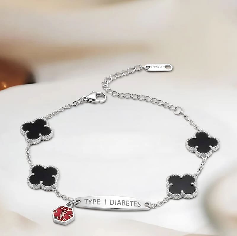 Women Flower Diabetes Medical Alert Bracelet
