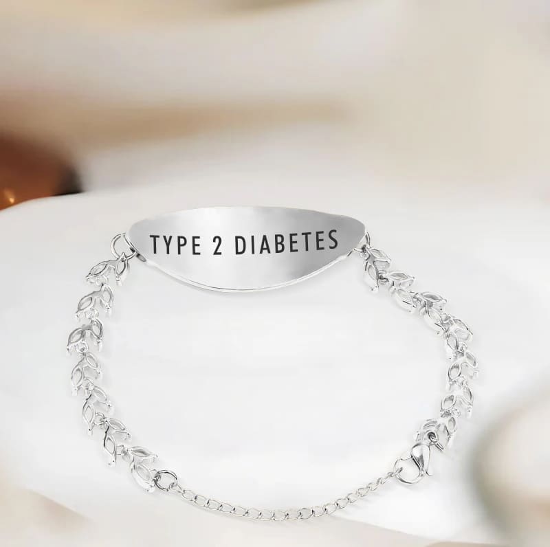 Women's Detailed Diabetes Medical Alert Bracelet