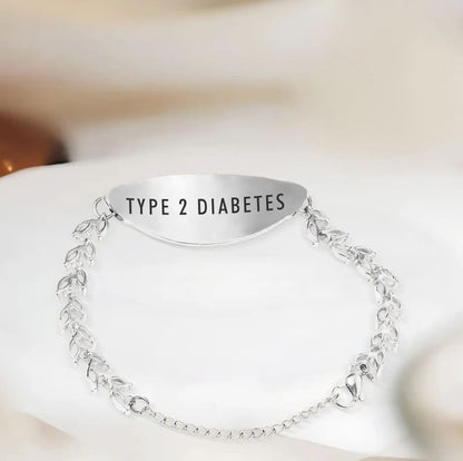 Women's Detailed Diabetes Medical Alert Bracelet