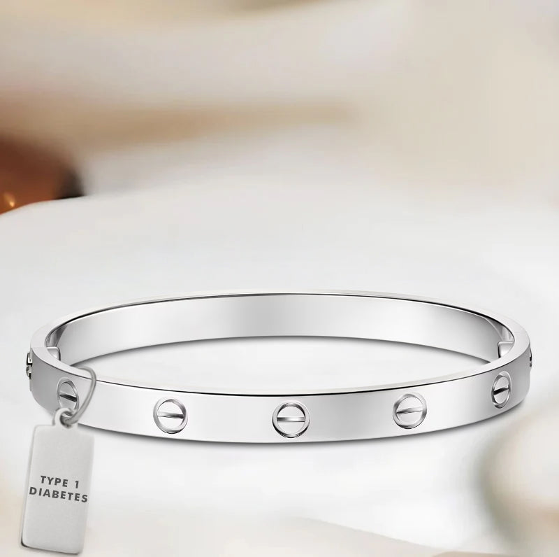 Women’s Classic Love Diabetes Medical Alert Bracelet with pendant