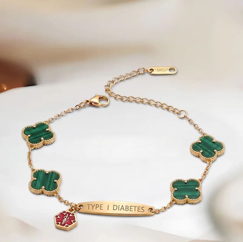 Women Flower Diabetes Medical Alert Bracelet