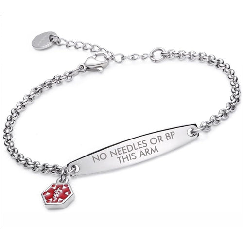 Women's No Needles Or BP This Arm Medical Alert Bracelet