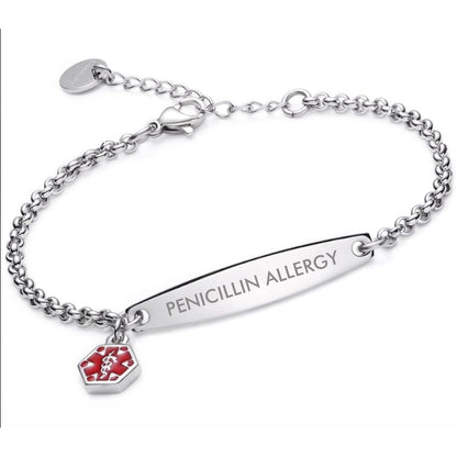 Women's Allergic To Penicillin Medical Alert Bracelet