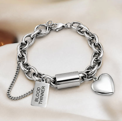 Women's Heart Chunky Blood Thinner Medical Alert Bracelet