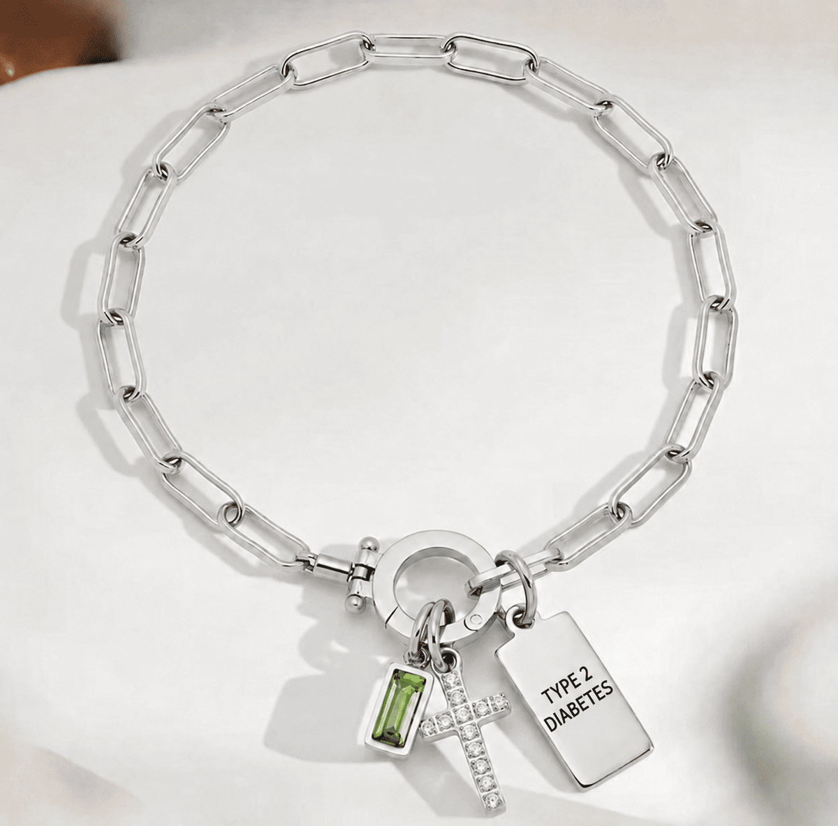 Women’s Cross Chain Diabetes Medical Alert Bracelet