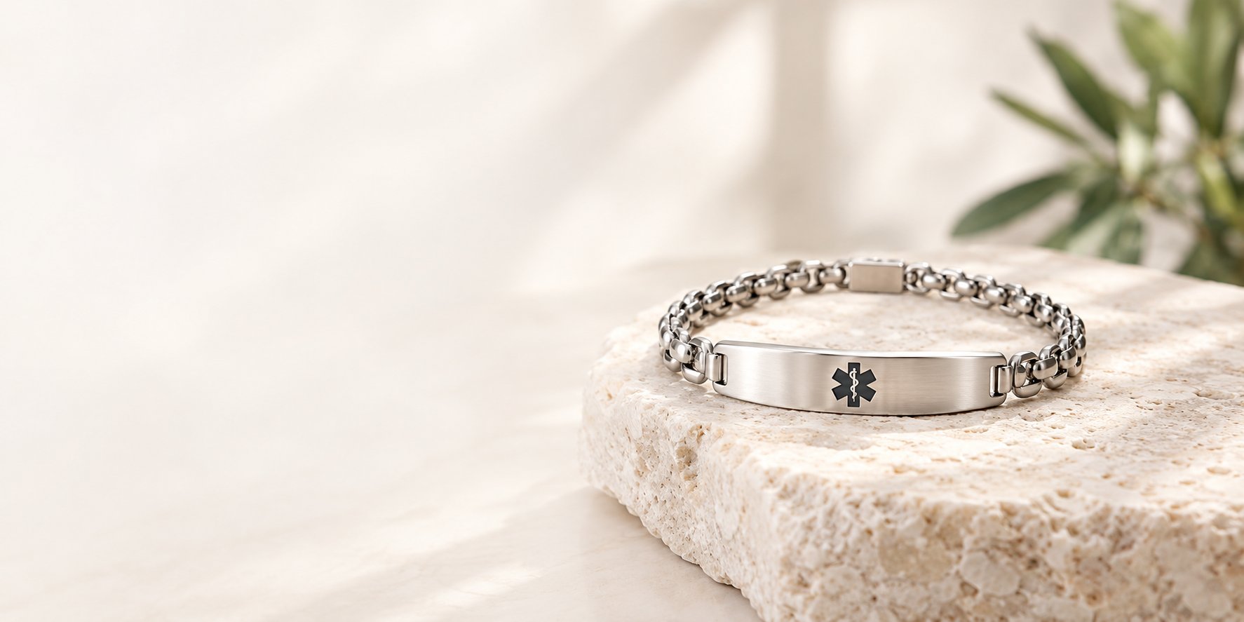 Medical alert bracelet on a stone