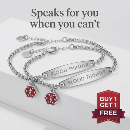 Women's Blood Thinner 1+1 Medical Alert Bracelet